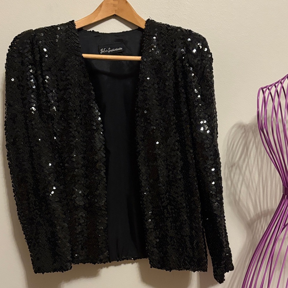 Elegant Black Sequin Blazer